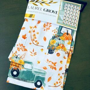 Farmhouse Fall Truck Pumpkin Embossed Shower Curtain